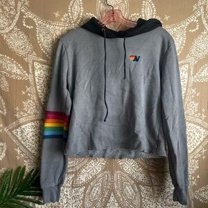 Aviator Nation Grey Cropped Sweater